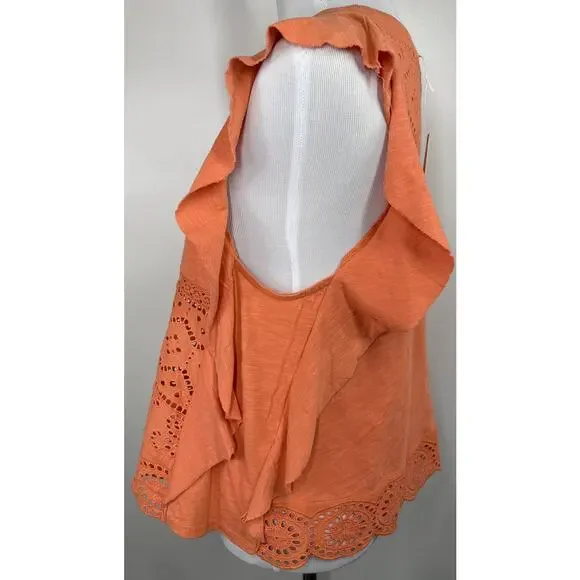 Anthropologie NWT, Flutter Sleeve, Sustainable Lace Eyelet Top, Size Medium - Picture 4 of 8